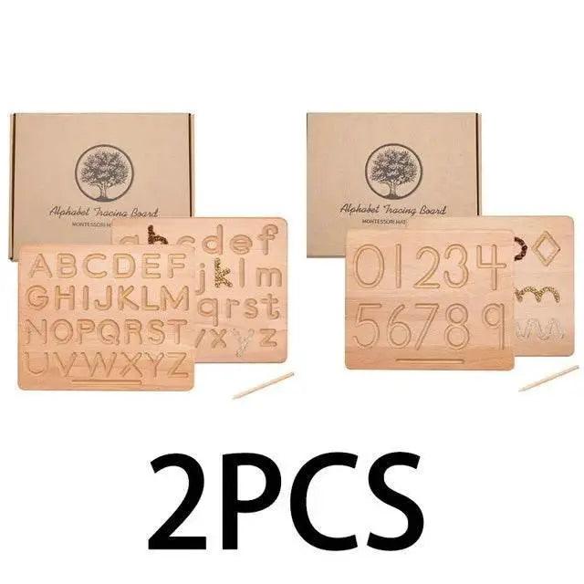 Montessori Double Sided Wooden English Alphabet And Numbers Cognitive Writing Board For Early Literacy - ToylandEU™