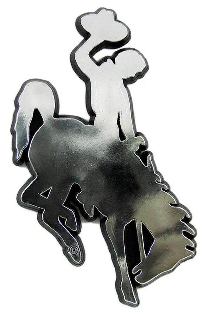 Wyoming Cowboys Auto Emblem Silver Chrome Finish 4 Inch - ToylandEU™