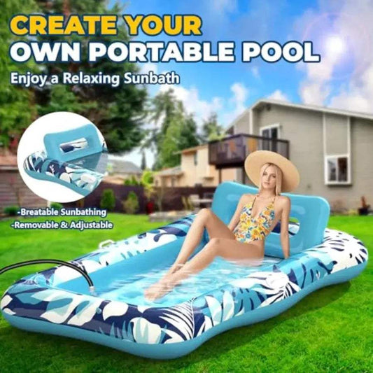 XL Inflatable Pool Lounger With Pillow Suntan Comfort - ToylandEU™