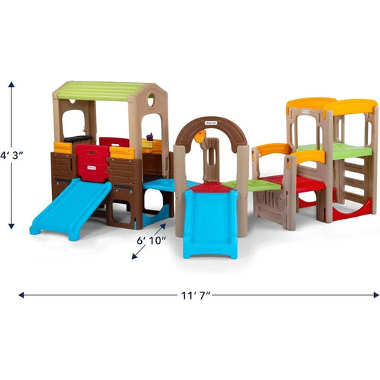 Young Explorers Modular Play System Kids Activity Outdoor Playset for Children Toddler Playground Slide Climb and Playhouse - ToylandEU