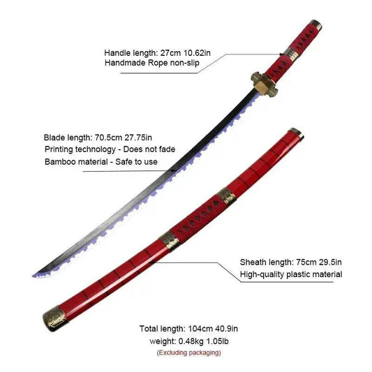 Zoro Swords Set Katana 104cm Handmade Free Belt - ToylandEU™