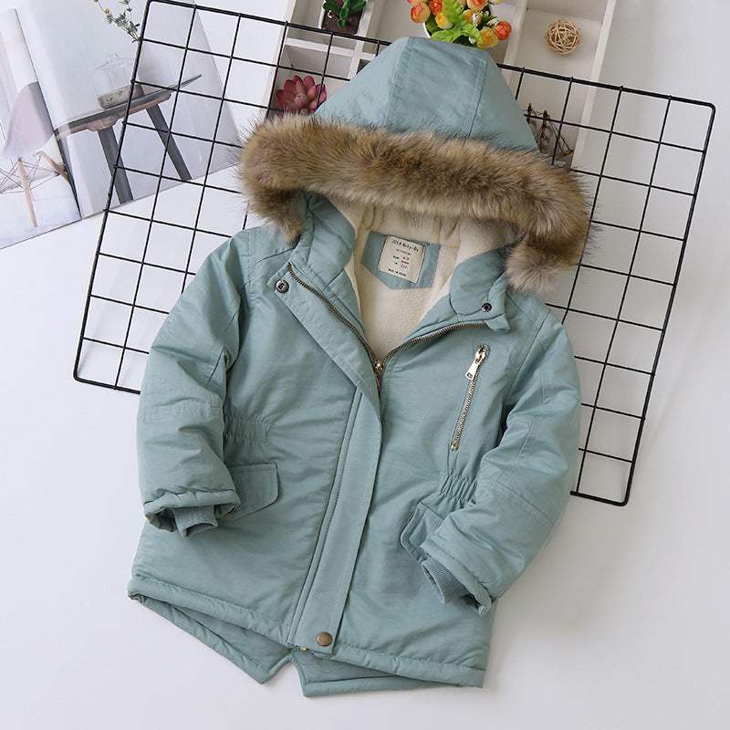 Boys' Fleece-Lined Thickened Cotton-Padded Jacket | Polyester Fiber | Baby & Children's Outerwear