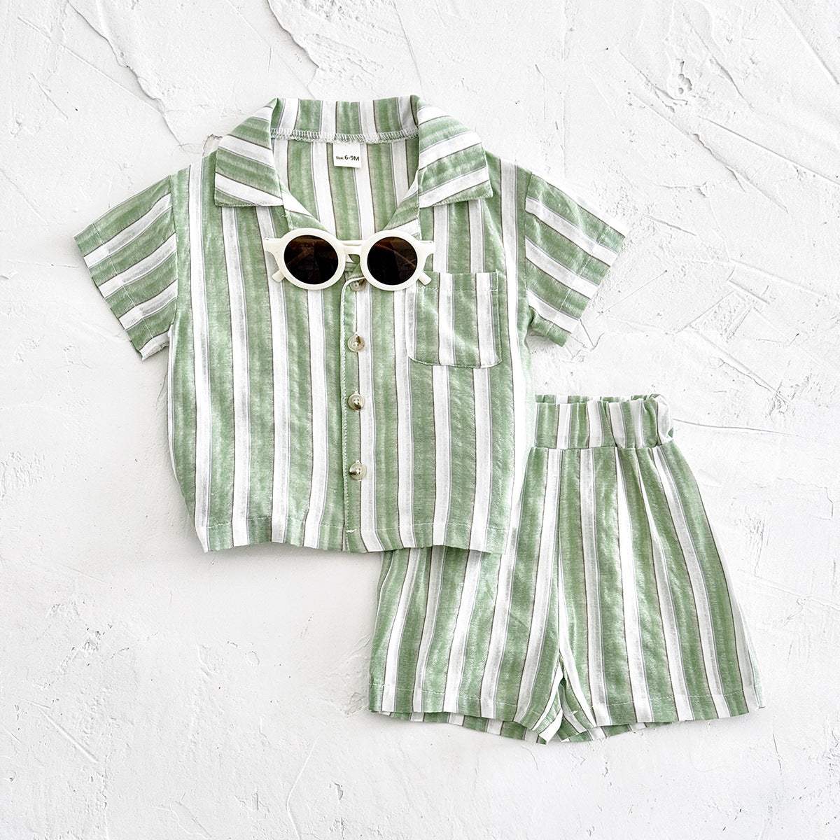 Kids' Striped Cool Breathable Sports Shorts | Olive | 6 Months To 3 Years