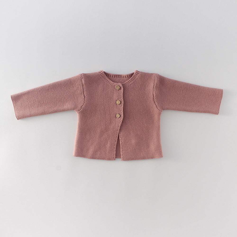 Infant Knitted Coat | Dark Red, Yellow, Light Pink