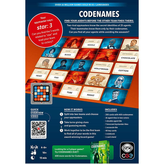 Codenames Party Word Game | 2 Spymaster Teams