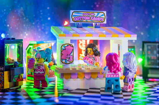 Sweet Air Cotton Candy Stand With Employee Minifig | Brick Build | B3 Customs