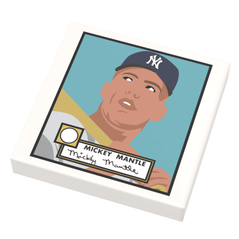 Mickey Mantle Baseball Card 2x2 Tile | Custom Printed Tile | B3 Customs