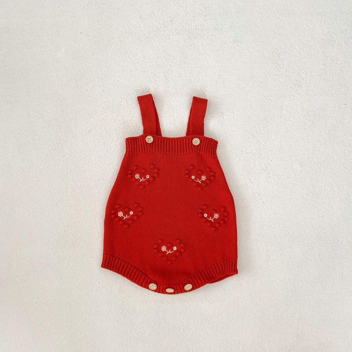 Baby Girl Red Heart Embroidered Coat And Jumpsuit | Cotton | Two-Piece Set