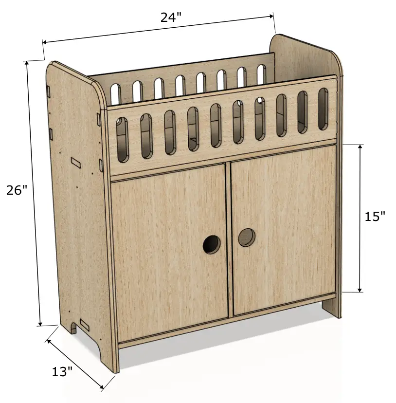 CLARA- Doll Crib with Storage - Bush Acres