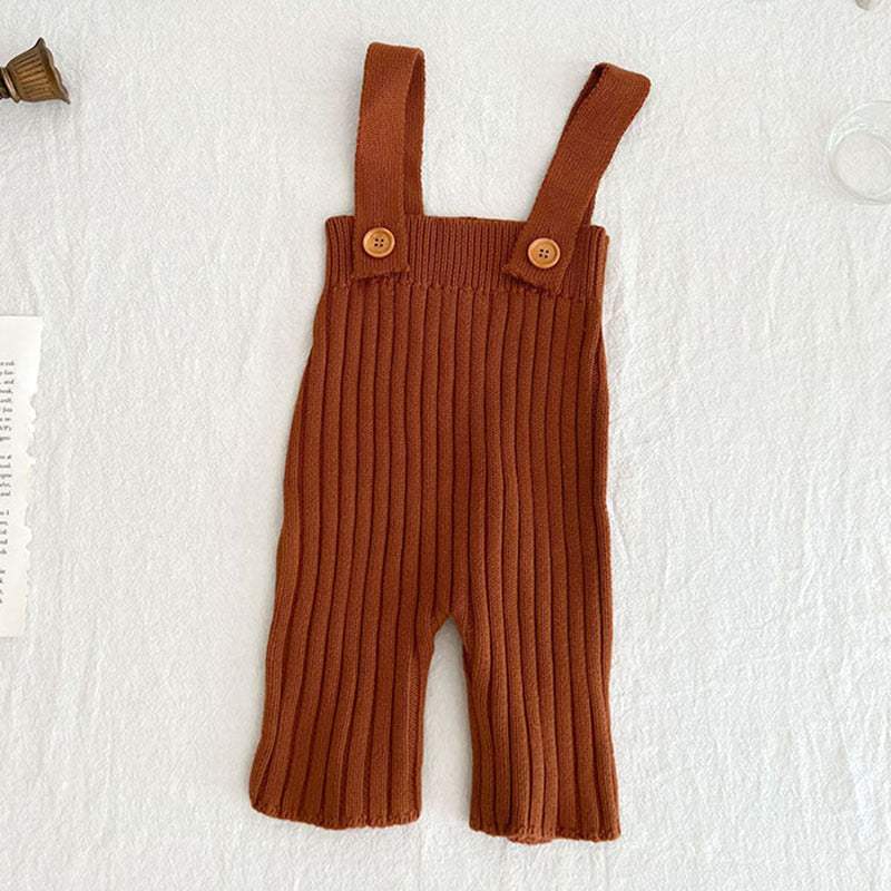 Baby Knitted Suspender Wide-Leg Pants | High Waist | 95% Cotton
