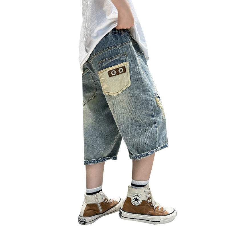 Boys' Thin Denim Summer Shorts | Mid Waist | 120-170 cm