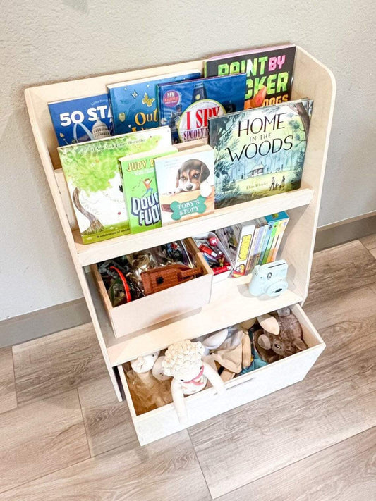 Wood Book Toy Storage | 1/2 Inch Thick Plywood | Pre Sanded Finish | Kids Room