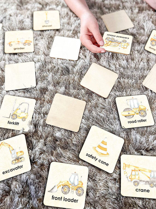 Montessori Memory Cards | Construction Theme | 24 Card Set | Early Learners