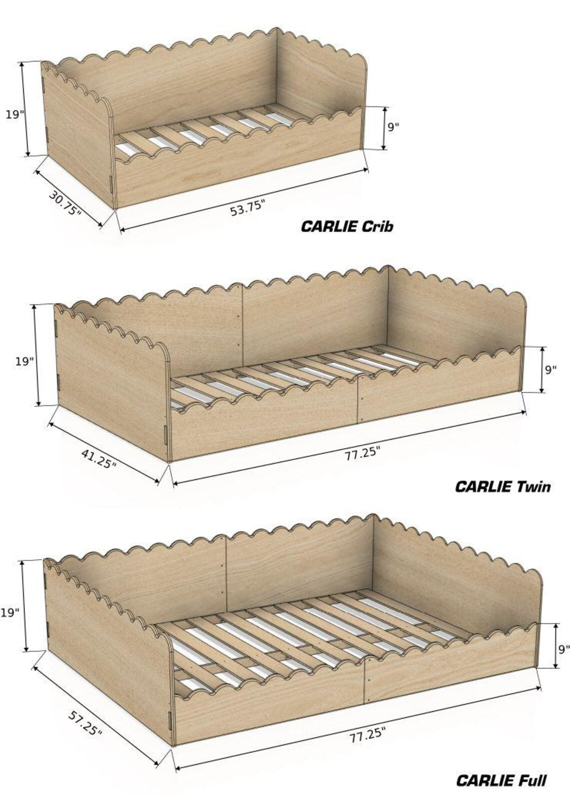 Furniture | Montessori Floor Bed | Baltic Birch 5/8 Inch | Crib, Twin, Full