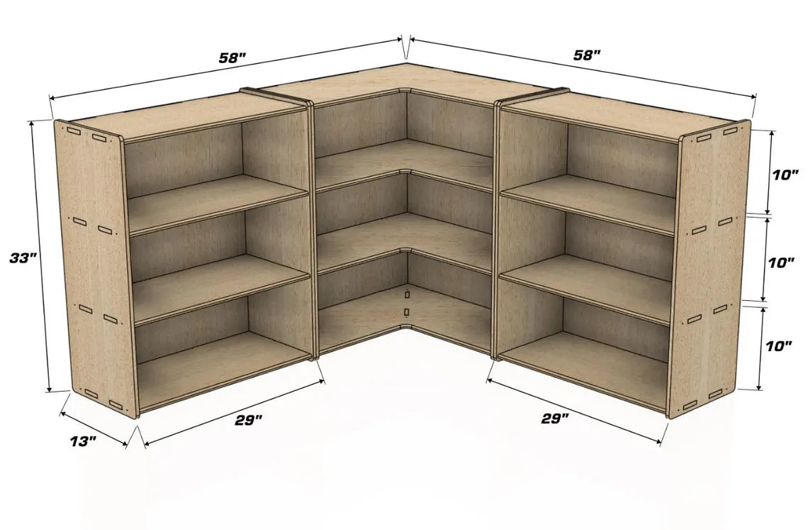 Furniture | Corner Shelf Unit | Baltic Birch Plywood | Kids Furniture