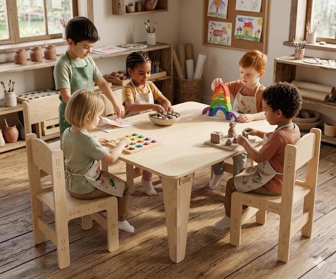 Kids Table Set Rectangular Table 4 Chairs Toylandeu™