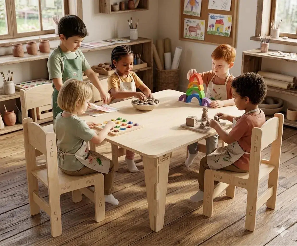 REMI- Rectangular Table with Set of 4 Chairs - Bush Acres