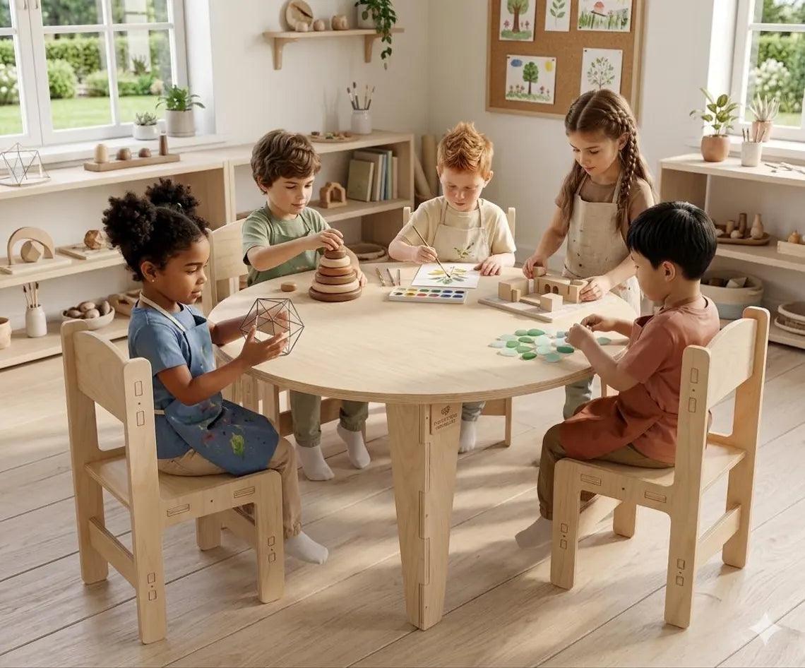 Kids Round Table Set | Baltic Birch | Toylandeu™