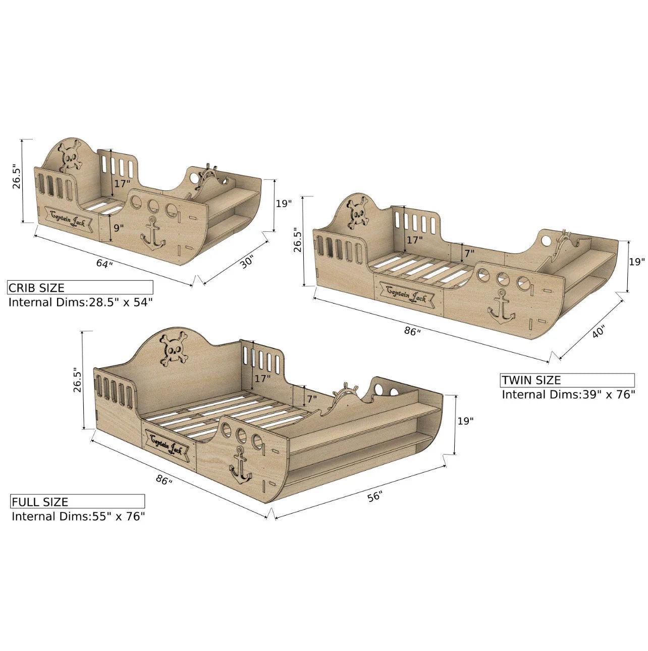 Captain Jack Pirate Ship Bed | Baltic Birch |Toylandeu™