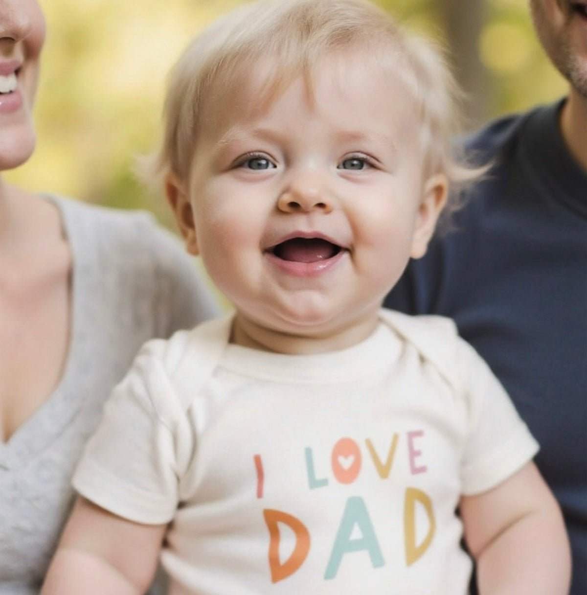Finn + Emma Baby Bodysuit Set | Love Dad Graphic | Organic Cotton