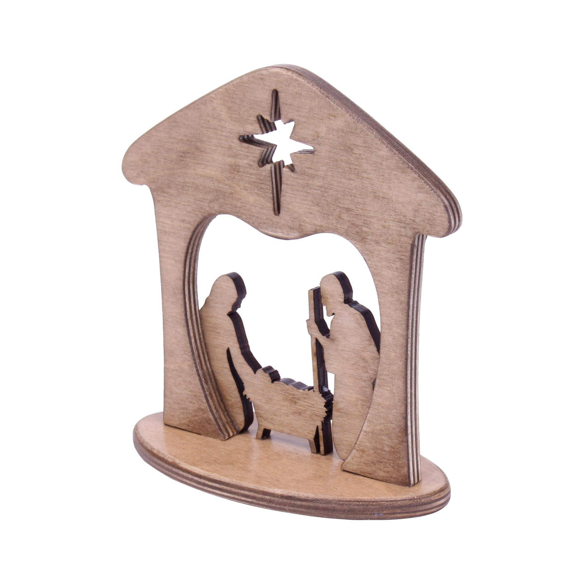 Wooden Manger Scene | One Piece Build | Compact Mantel Fit | Holiday Shelf Decor