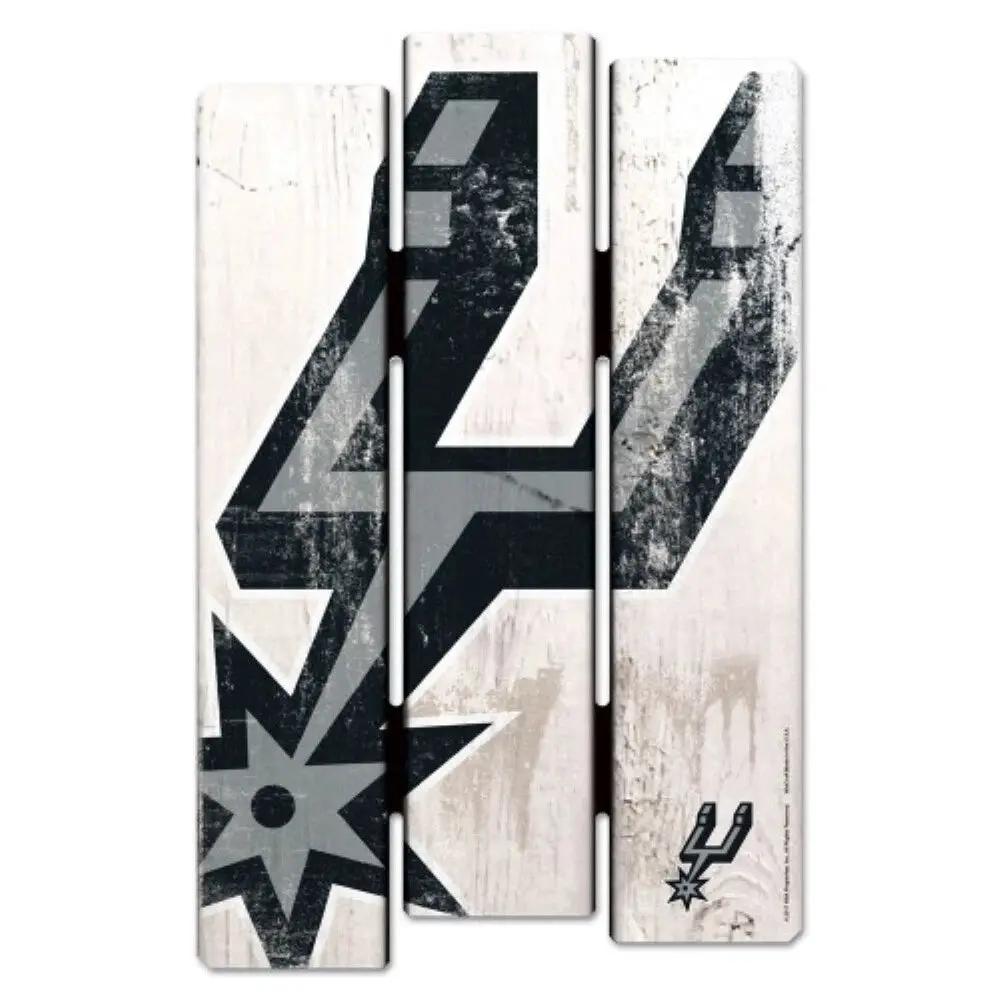 San Antonio Spurs Sign 11x17 Wood Fence Style White
