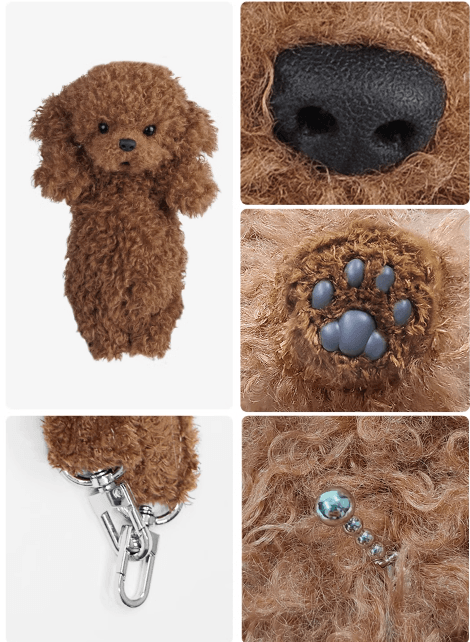 Plush Dog Backpack | Realistic Poodle Design | Mini Crafted Bag | Women