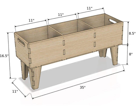 Book Bin | 3 Cubby Storage | Pre Sanded Birch | Medium Nursery Size
