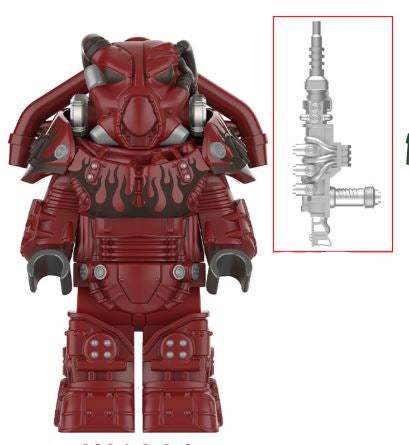 Fallout X-01 Power Armor Red | Advanced Wasteland Suit | Custom Minifigure