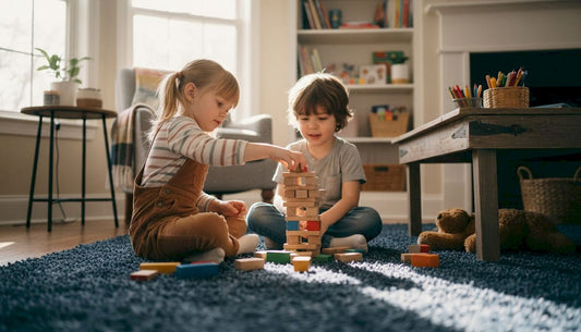 Children engaged in open-ended block play