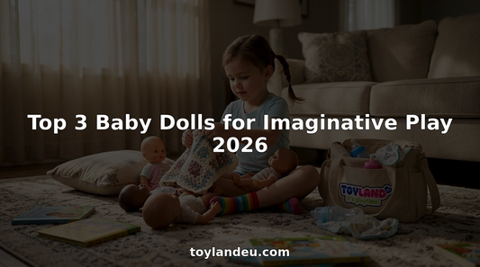 Child playing with baby dolls on rug in cozy living room