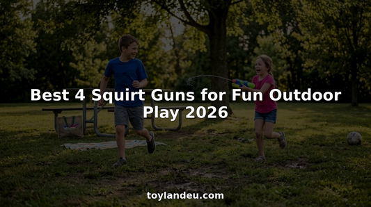 Kids running in park spraying squirt guns