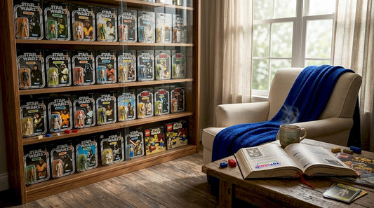 Collector’s vintage toys displayed on shelf
