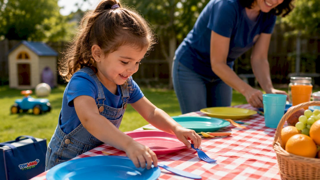 5 year old girl setting kitchen table