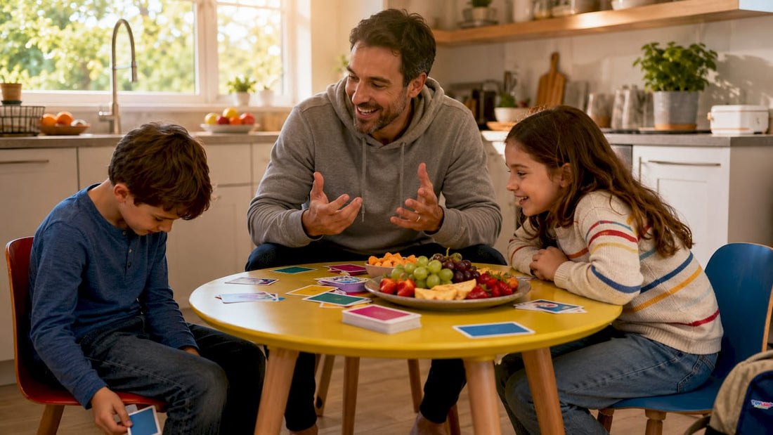 Children playing card game with subtle cheating