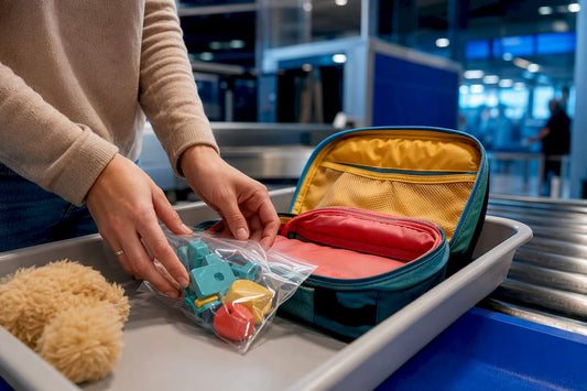 Parent packing toys at airport security