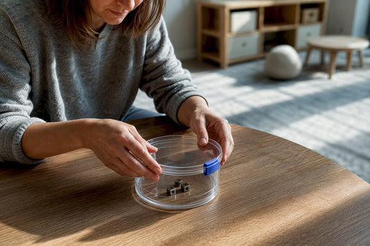 Caregiver securing loose magnets safely