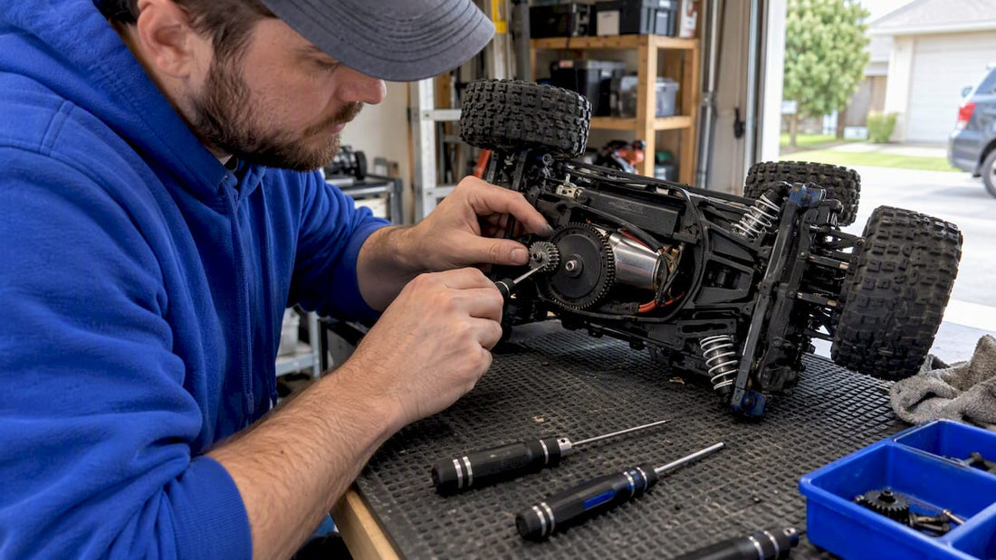 RC car drivetrain with exposed gears