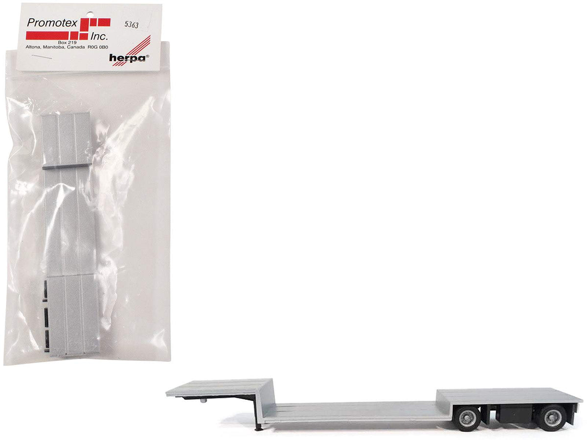 Spread Axle Double-Drop Flatbed Trailer Silver Top | 1/87 Scale Model Accessory | Promotex | Collector Quality