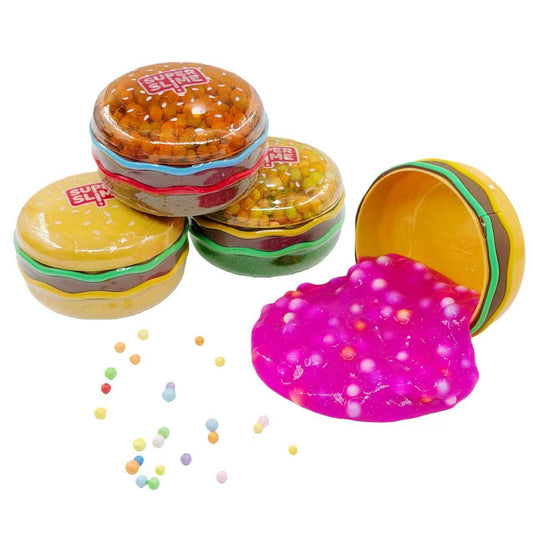 Burger Slime Toy | Colorful Foam Beads, DIY Sensory