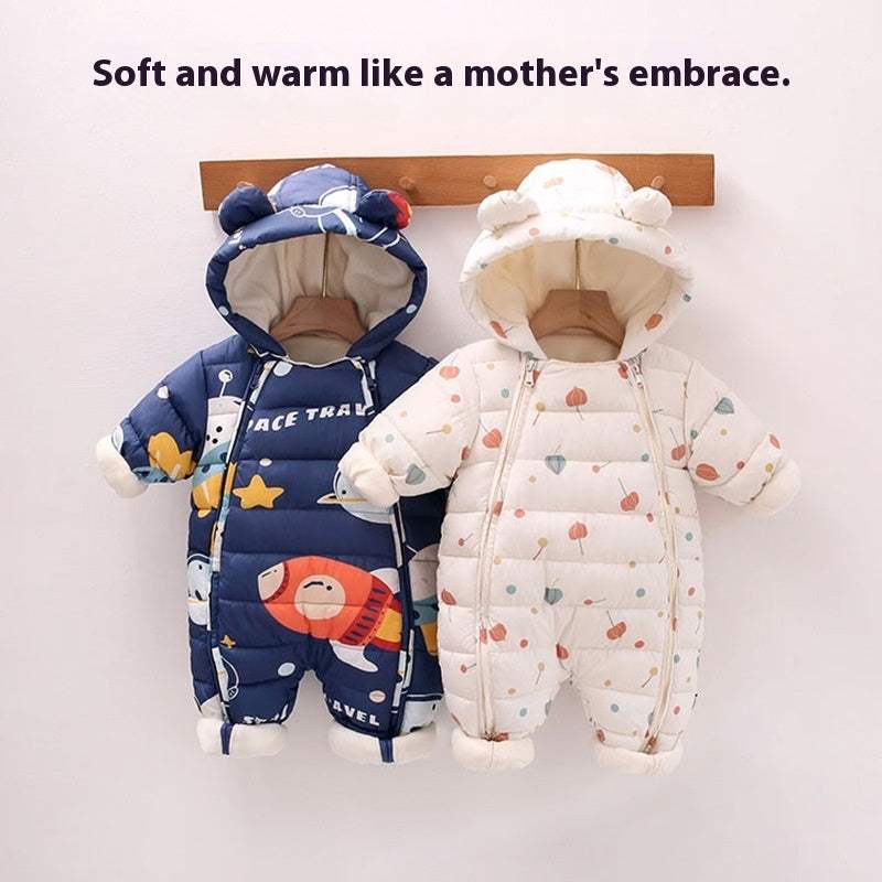 Baby Fleece-Lined Winter Jumpsuit | Floral And Dandelion Prints