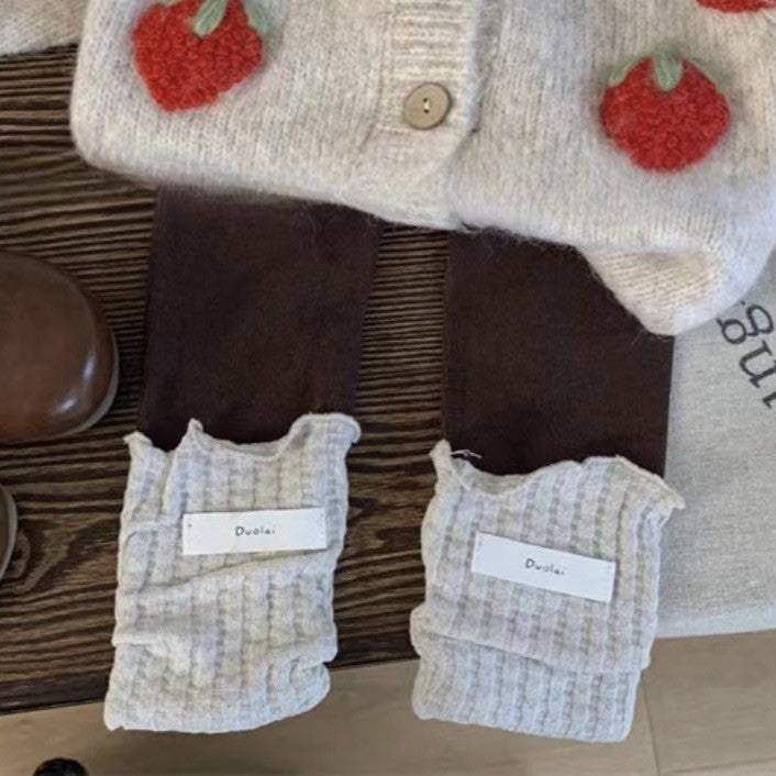 Baby Strawberry Knitted Cardigan And Pants Two-Piece Set | Cotton | Korean Style Style