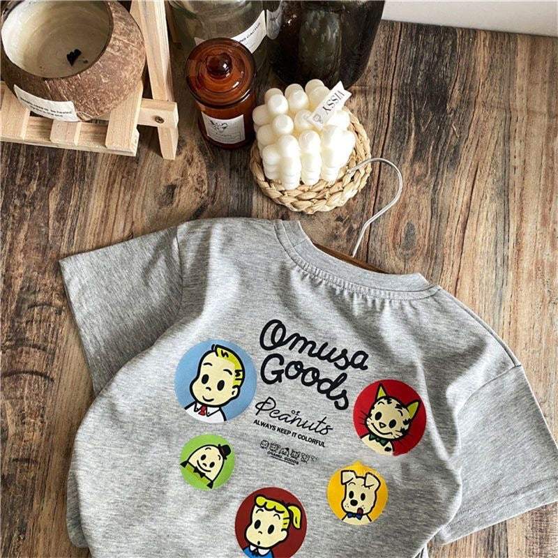 Kids' Cartoon Short-Sleeve T-Shirt | White And Gray