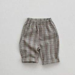 Baby Boys' Plaid Trousers | Leisure | Orange, Gray And Green Plaid