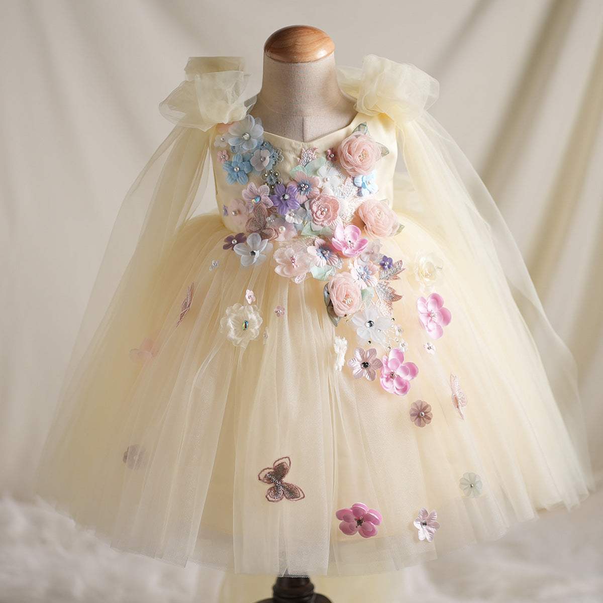 Girls' Applique Bow Mesh Sleeveless Tulle Tutu Fairy Dress | Organza | Baby & Children's Dresses