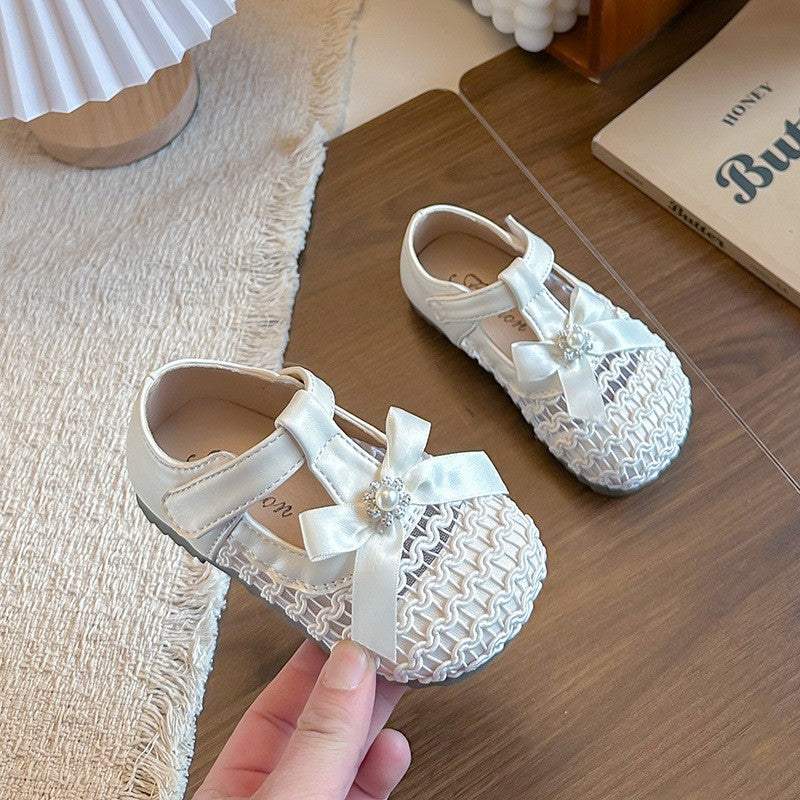 Girls' Pearl Bow Sandals | Non-Slip Sole | Breathable Design | Comfortable Fit