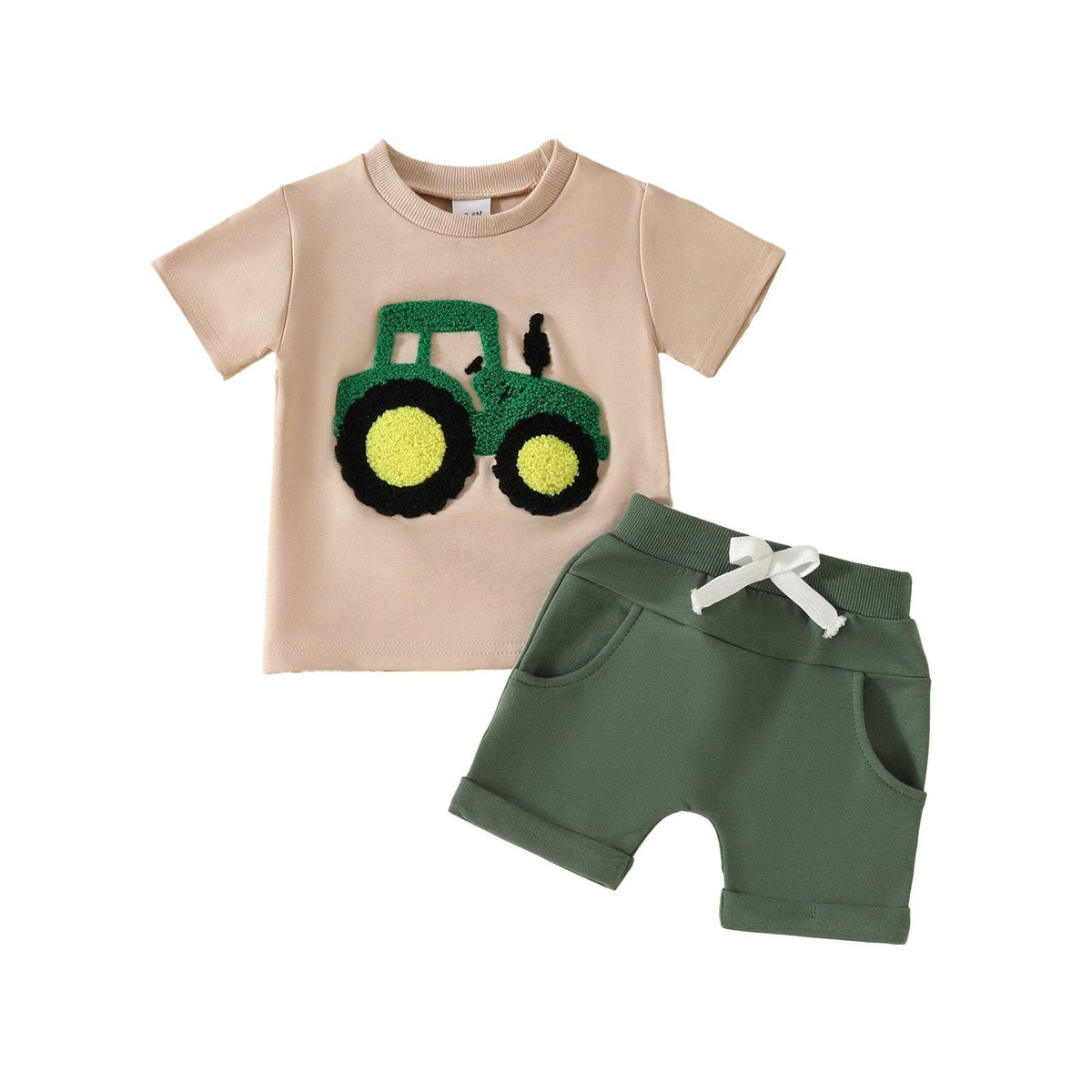 Boys' Short-Sleeve Pullover And Pocket Shorts Set | Round Neck | Embroidered Details