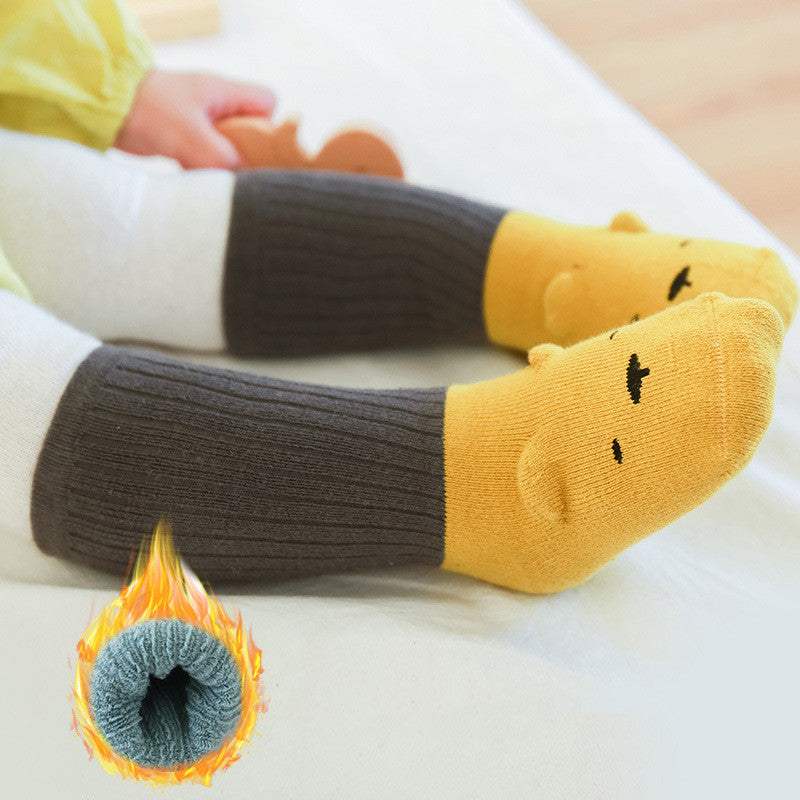 Baby Combed Cotton Socks | Terry Anti Skid Middle Tube | Toddler Animal Prints