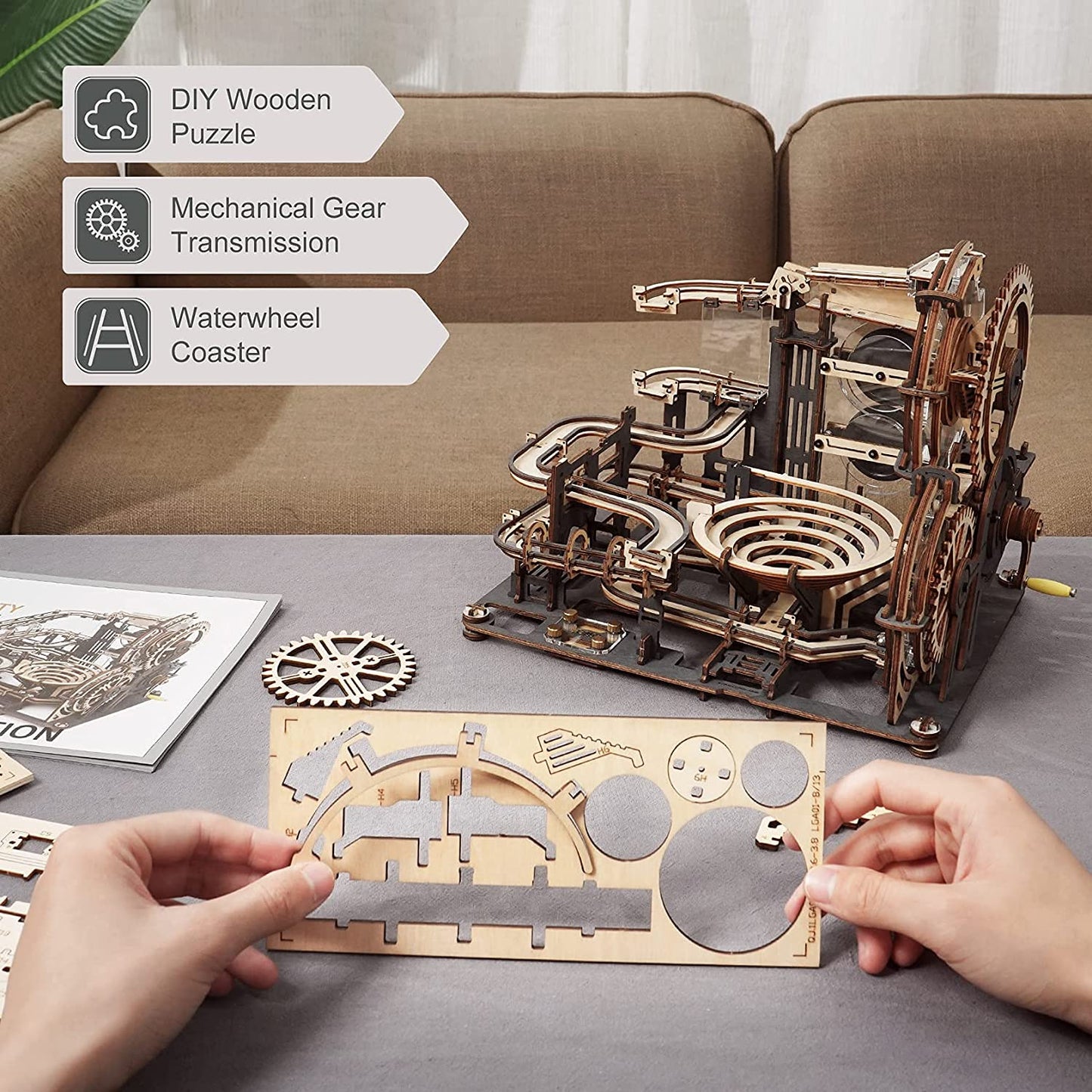 ROKR Marble Night City 3D Wooden Puzzle Waterwheel Model Kit