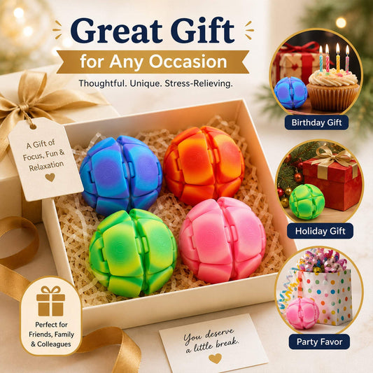 4-Pack Large 3D Printed Fidget Sphere Balls | 6 cm Articulated Squeeze Balls